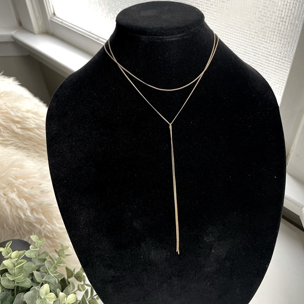 Blue Ruby - 14k gold fill layered choker necklace